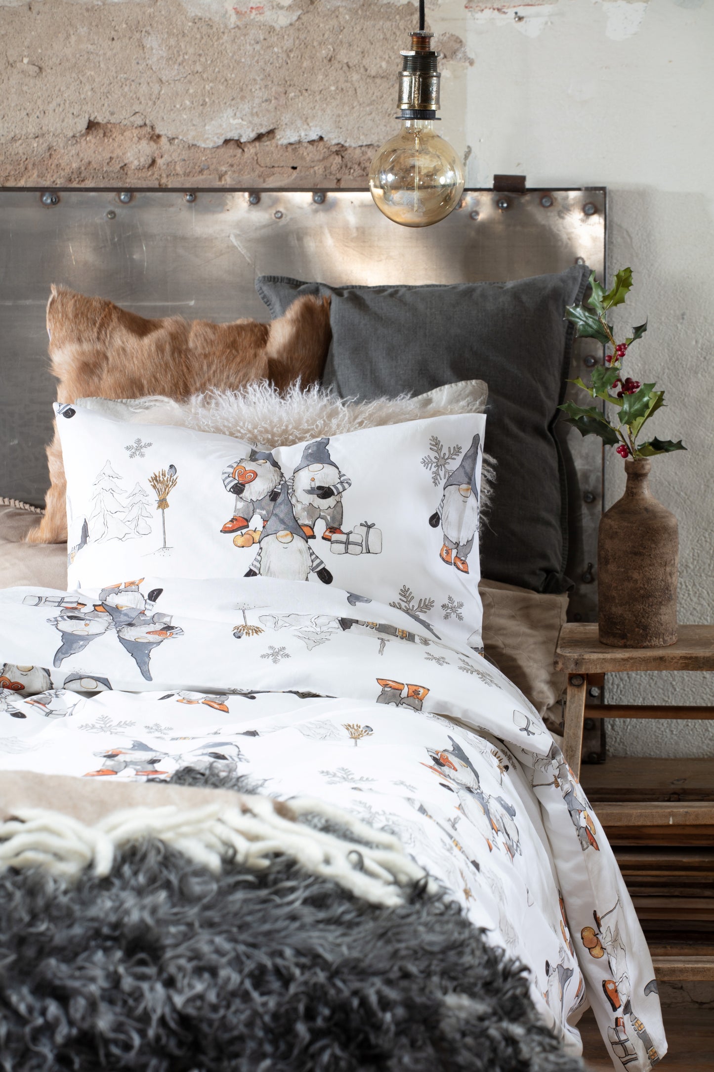 Pussilakanasetti - Frosty Christmas (harmaa)