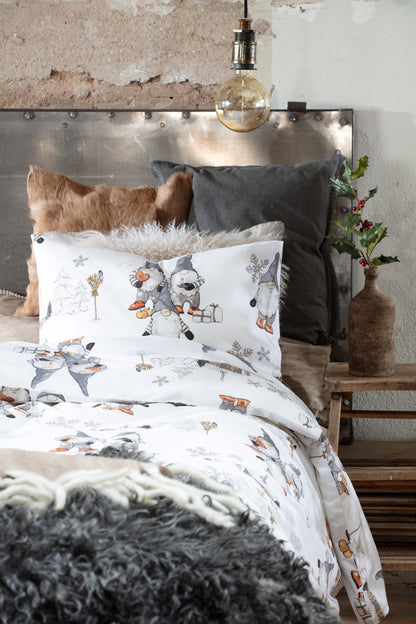 Pussilakanasetti - Frosty Christmas (harmaa)